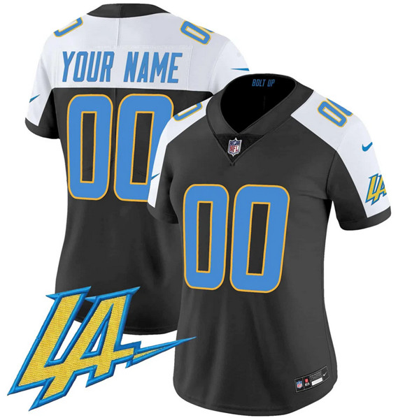 Women's Los Angeles Chargers ACTIVE PLAYER Custom Black/White 2024 F.U.S.E. V2 Limited Alternate Stitched Football Jersey(Run Small)